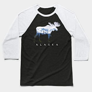 Alaska Day Moose Snowy Mountain Alaskan Tourist Or Resident Baseball T-Shirt